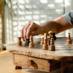 Schaakset Olijfolie & Honing Met Laden - Schaakspel - Schaakstukken - Schaakbord - Schaken - Bordspel - Handgemaakt - Cadeau - Kado - Hout - Zwart - Volwassenen & Kinderen - 55 X 55 X 10 Cm -Kinderspellen Verkoopwinkel 550x825 13