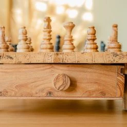 Schaakset Olijfolie & Honing Met Laden - Schaakspel - Schaakstukken - Schaakbord - Schaken - Bordspel - Handgemaakt - Cadeau - Kado - Hout - Zwart - Volwassenen & Kinderen - 55 X 55 X 10 Cm -Kinderspellen Verkoopwinkel 550x825 8