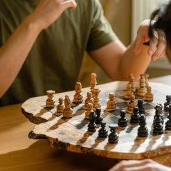 Schaakset Olijfolie & Honing Met Laden - Schaakspel - Schaakstukken - Schaakbord - Schaken - Bordspel - Handgemaakt - Cadeau - Kado - Hout - Zwart - Volwassenen & Kinderen - 55 X 55 X 10 Cm -Kinderspellen Verkoopwinkel 550x825 9